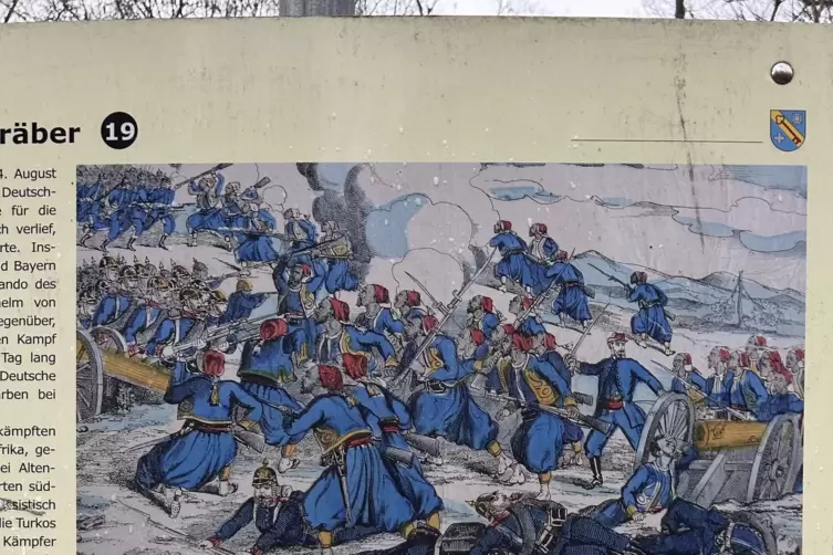 Infotafel am Weg: Die Turkos waren afrikanische Soldaten, die im deutsch-französischen Krieg kämpften. 