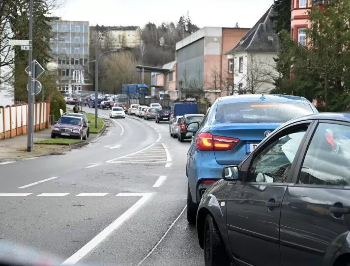 Die Lembergerstraße musste voll gesperrt werden, wegen einem umgefallen Baum. Der Verkehr staute sich bis zum Plub.