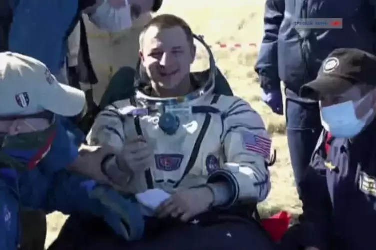 US-Astronaut Andrew Morgan nach der Landung. 