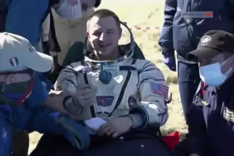 US-Astronaut Andrew Morgan nach der Landung. 