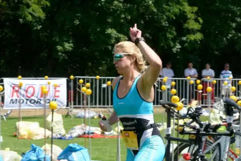 Anja Heilmann-Lassen beim Triathlon in Maxdorf im Jahr 2015. 