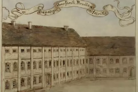 In einer leerstehenden Dragonerkaserne war die Frankenthaler Porzellanfabrik untergebracht. Bis zu 100 Leute arbeiteten dort. Da