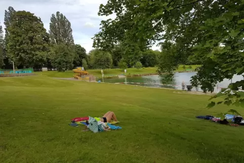 Blick auf die 1,2 Hektar große Blies-Liegewiese.