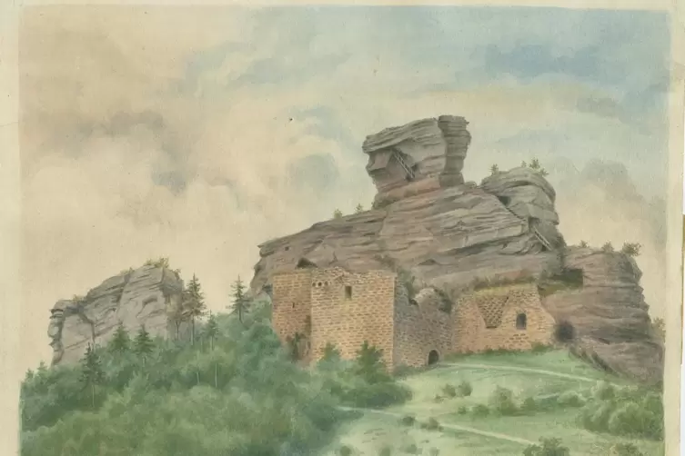 Romantischer Drachenfels: 1864 malte Fritz Bamberger dieses Aquarell der Burgruine.