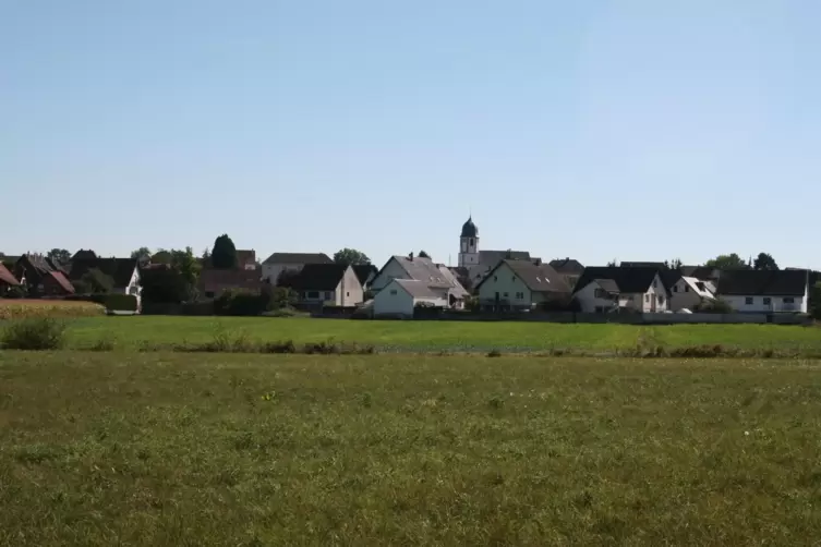 Blick auf Niederlauterbach kurz nach der Grenzüberquerung im Bienwald.