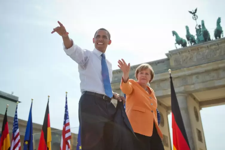 Barack Obama mit Angela Merkel 2013 in Berlin. 