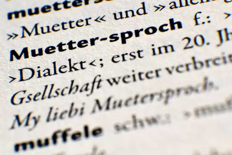 In einem alemannischen Wörterbuch ist das Wort «Muettersproch» (Muttersprache) aufgeschlagen.