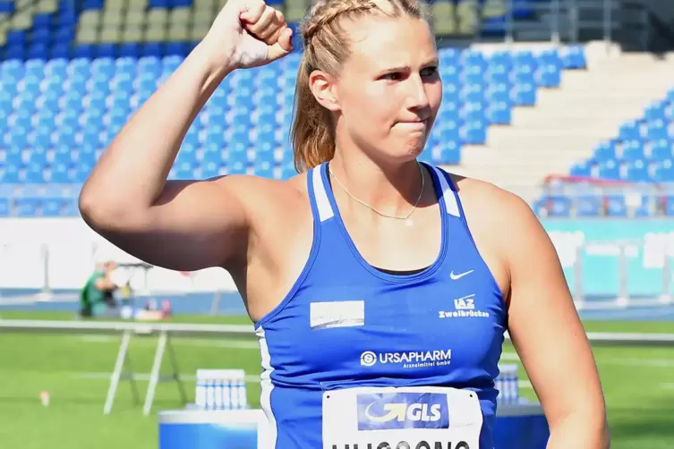 Triumph im leeren Stadion: Christin Hussong aus Herschberg wird zum vierten Mal Deutsche Meisterin im Speerwurf der Frauen.