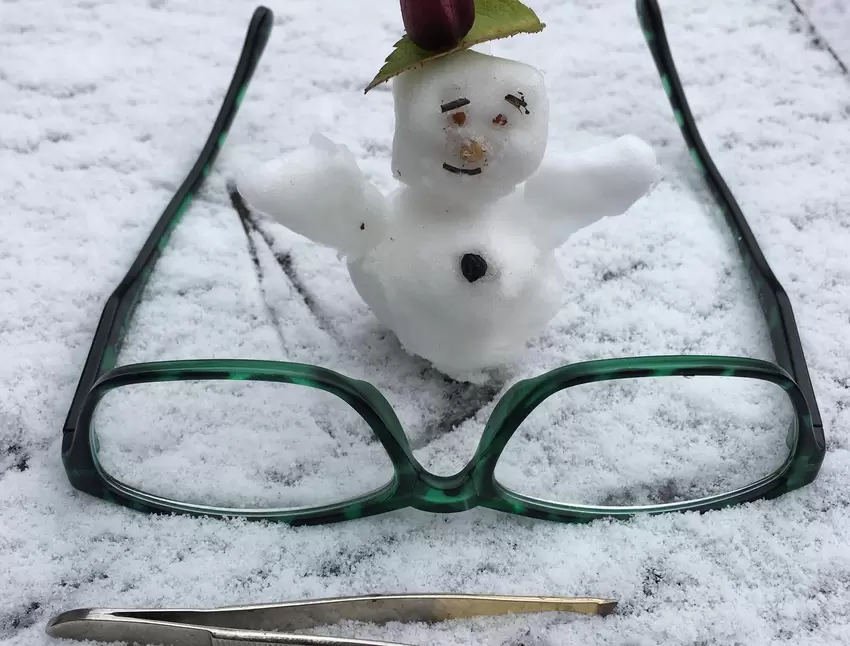 Auch aus wenig Schnee kann man Schneemänner bauen, wie Irmgard Dülmer-Hirsch aus Orbis hier bewiesen hat.