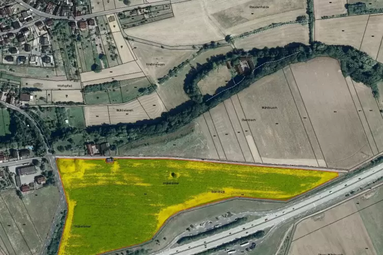 Einen weiteren Änderungswunsch hat der Gemeinderat beschlossen: das Gelände an der A 63 südlich von Steinbach als Sonderbaufläch