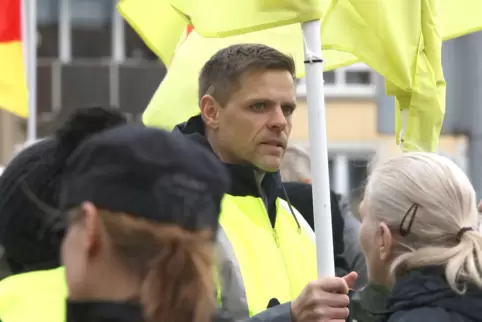 Marco Kurz bei einer Demo im März 2019. 