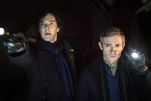 In der hierzulande im Ersten gezeigten Serie „Sherlock“ mit Benedict Cumberbatch als Sherlock Holmes (links) und Martin Freeman 