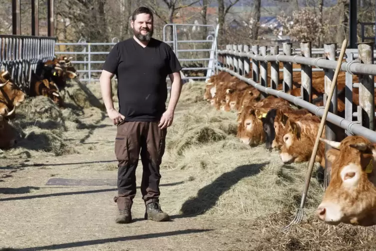 Macht sich stark für Biofleisch: David Nau möchte angemessene Preise für seine Limousin-Rinder erzielen. 