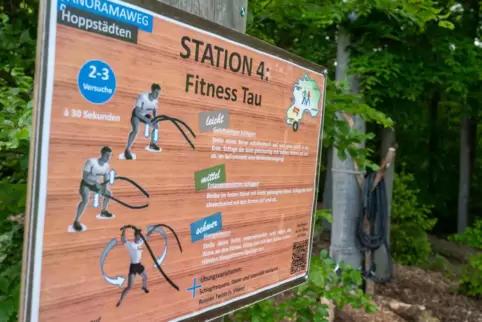 Eine Tafel erklärt das Fitness-Tau.