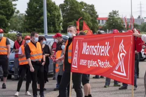 Etwa 50 Beschäftigte haben sich am Dienstagvormittag an einem Warnstreik in Landau beteiligt. 