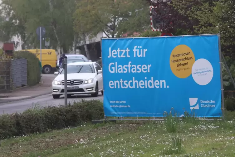 Im Landkreis wirbt das Unternehmen mit großen Plakaten, hier Birkweiler. 