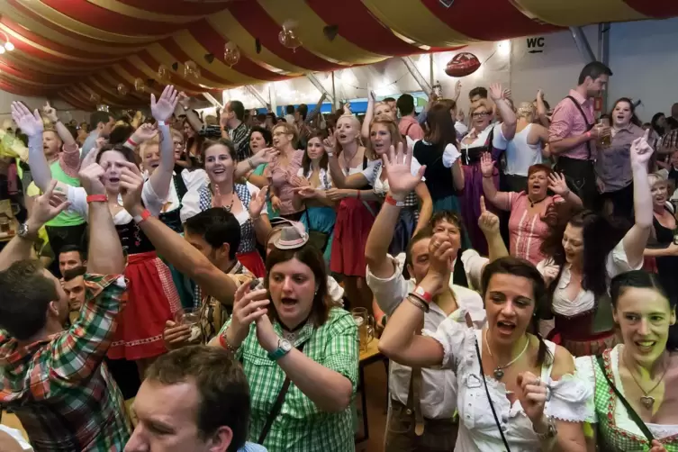 Die Gäste des Zweibrücker Oktoberfestes Im Jahr 2015.