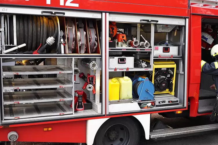 Ein Rüstwagen der Feuerwehr in Homburg.