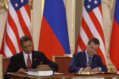 Das 2010 in Prag vom damaligen US-Präsident Barack Obama und dem damaligen russischen Staatschef Dmitri Medwedew unterzeichnete 