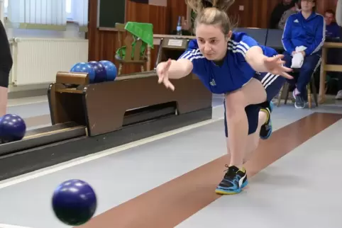 Janine Wolf, Bundesligaspielerin der Keglergilde Heltersberg.