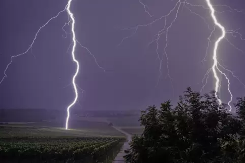 Ein spektuläres Foto der Blitze gelang unserem Leser Florian Schmadel in der Südpfalz. 