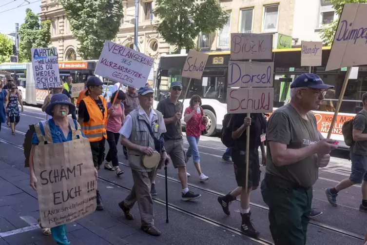 Ein Teil des Demonstrationszugs in Mainz. 