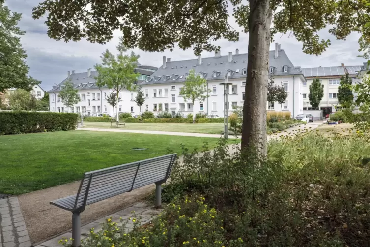 Blick in den Fischerpark: Wer in den umliegenden Wohnungen lebt, hat Zimmer mit Aussicht. 