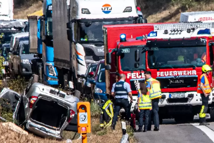 Die Unfallstelle auf der A63.