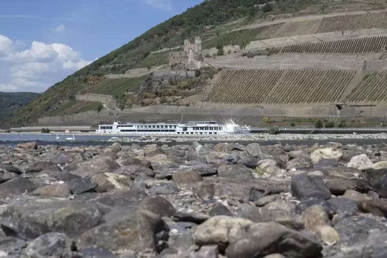 Leerlauf: Der Rhein bei Bingen Ende August.