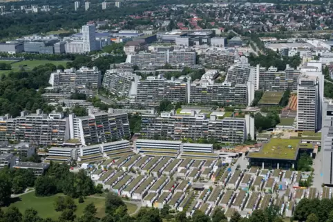 Blick auf das frühere olympische Dorf, wo die Terroristen ins Quartier der israelischen Mannschaft eindrangen.