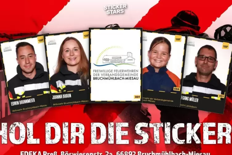 Die Gesichter der Retter von der Jugend bis zu den Aktiven: Jedes Mitglied der Freiwilligen Feuerwehr hat seinen eigenen Sticker