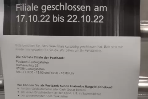 Eine Woche hat die Post in der Mannheimer Straße geschlossen. 