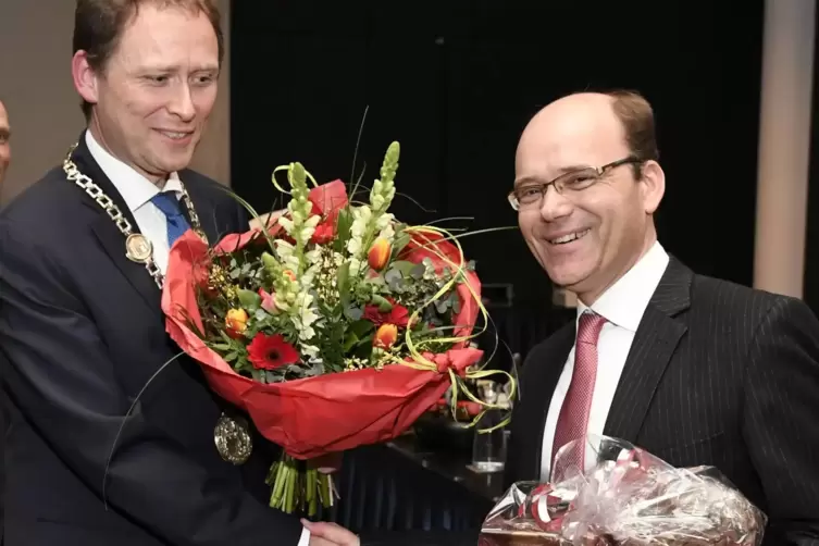 Mehr als sechs Jahre gemeinsam im Stadtvorstand: OB Martin Hebich (links) und Bürgermeister Bernd Knöppel.