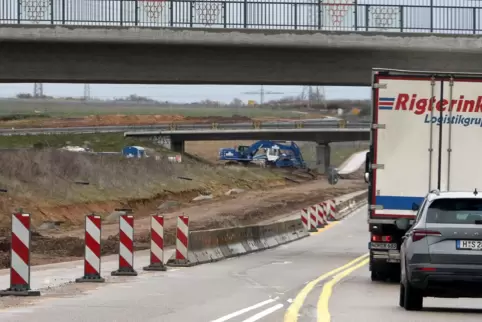 Die Baustelle an der B10 zwischen Landau und Godramstein. 