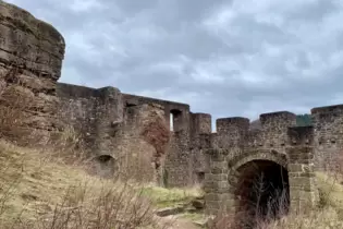 Eine Station der Rundtour: die um 1250 errichtete Wolfsburg. Blick auf die Wohnbau-Ruine im Nordosthof hinter der Schildmauer.