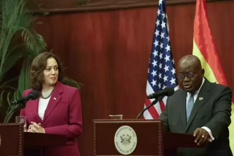 Gemeinsame Pressekonferenz in Accra: US-Vizepräsidentin Kamala Harris und Nana Akufo-Addo, Präsident von Ghana.