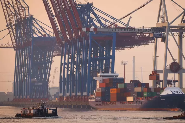 Containerschiff in Hamburg.