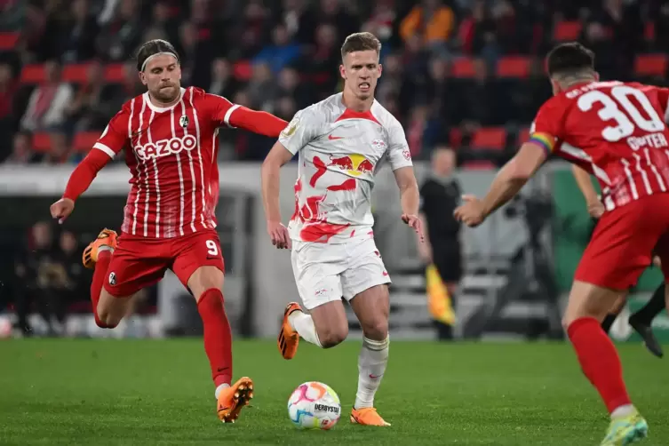 Überragend: Leipzigs Dani Olmo, im Halbfinale des DFB-Pokals mit drei Vorlagen und einem Tor. Die Freiburger haben da nur eines: