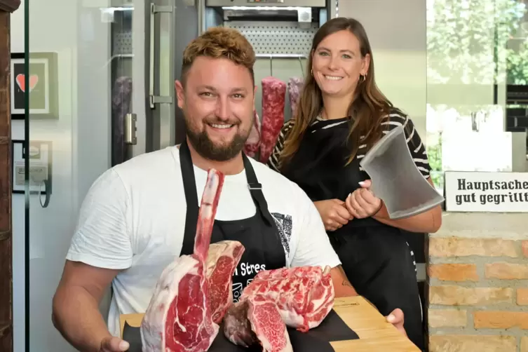 Neue Inhaber der Fleischboutique in der Gilgenstraße: Fabian und Bianca Müller.