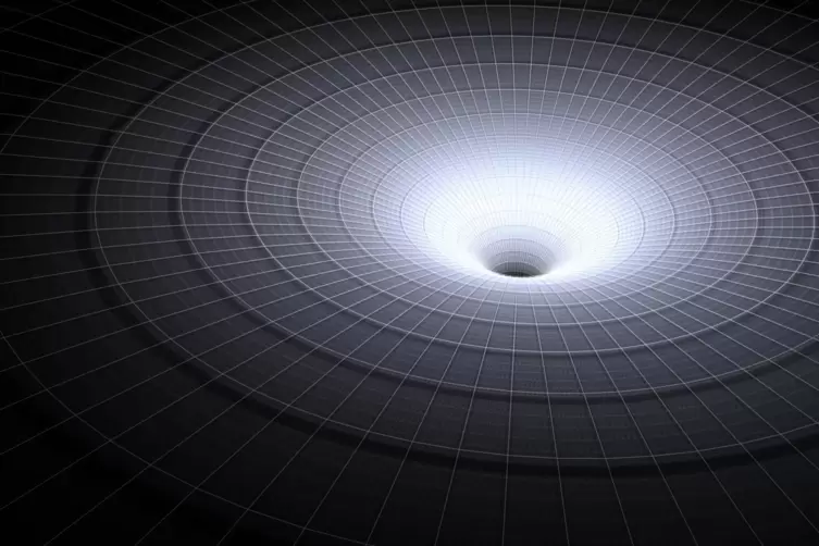 Gekrümmt wird die Raumzeit durch die Gravitation der Planeten, Sonnen, Galaxien oder Schwarzen Löcher (Bild). 