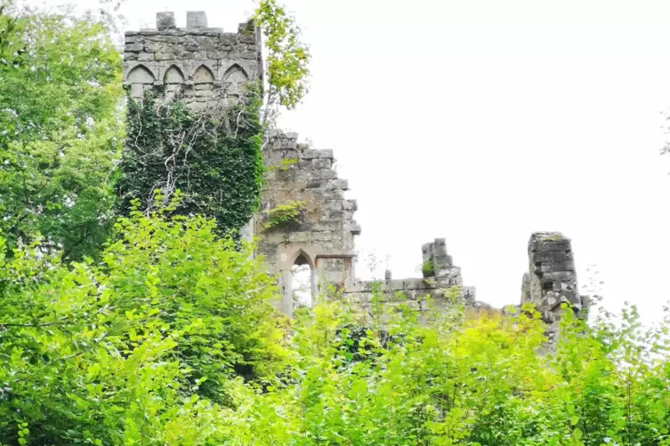 Nur eine Nachbildung: Burgruine im Park.