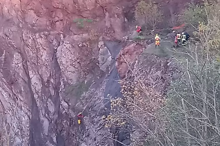 Die Höhenrettungsgruppe und die Feuerwehr Albersweiler und Annweiler waren mit zwölf Mann vor Ort. 