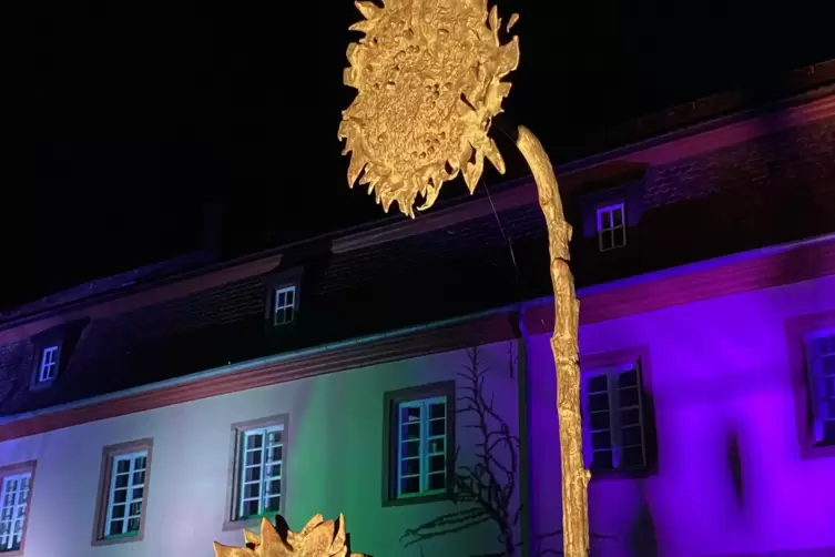 Sonnenblumen hatte Martin Lorenz bei dieser Installation im Innenhof des Augustinerklosters in Landau verwendet. 