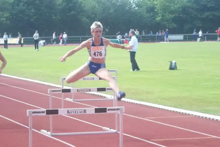 Anne Schwamm 2008 bei der deutschen Senioren-Meisterschaft in Kevelaer, wo sie dreimal Erste und einmal Zweite in der Klasse W35