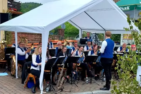 Bilden das Hauptorchester des Musikvereins Münchweiler: die Kienholzmusikanten. Das Foto zeigt Christian Bischoff mit seinen Mus