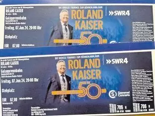 Verkaufe zwei Stehplatzkarten für Roland Kaiser Konzert in Iffezheim am 7.6.24 auf der Galopprennbahn in Iffezheim bei Baden-Bad