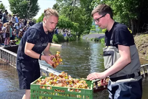 Felipe Drews und Holger Enger nahmen vor einem Jahr die Elwetritsche im Ziel in Empfang.