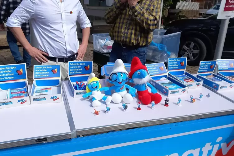 Der Infostand der AfD in Hainfeld. 