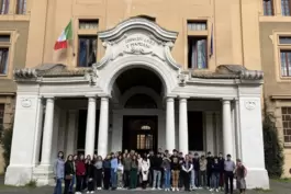 Gruppenfoto beim Besuch in Rom. 