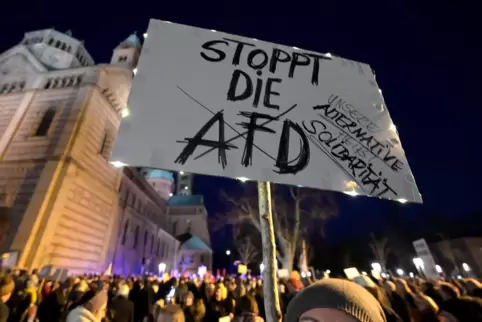 Kundgebung des Demokratie-Bündnisses am 2. Februar mit 4000 Teilnehmern vor dem Dom: schon damals Kritik an der AfD.